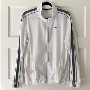 Nike track jacket white w/gray stripes